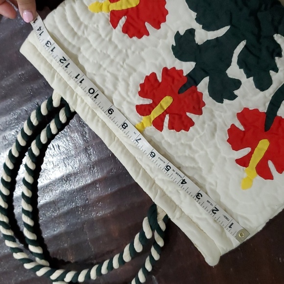 QUILTED HIBISCUS HAWAIIAN FLOWERS SHOULDER BAG TOTE ISLANDER HANDMADE TROPICAL - Picture 7 of 11
